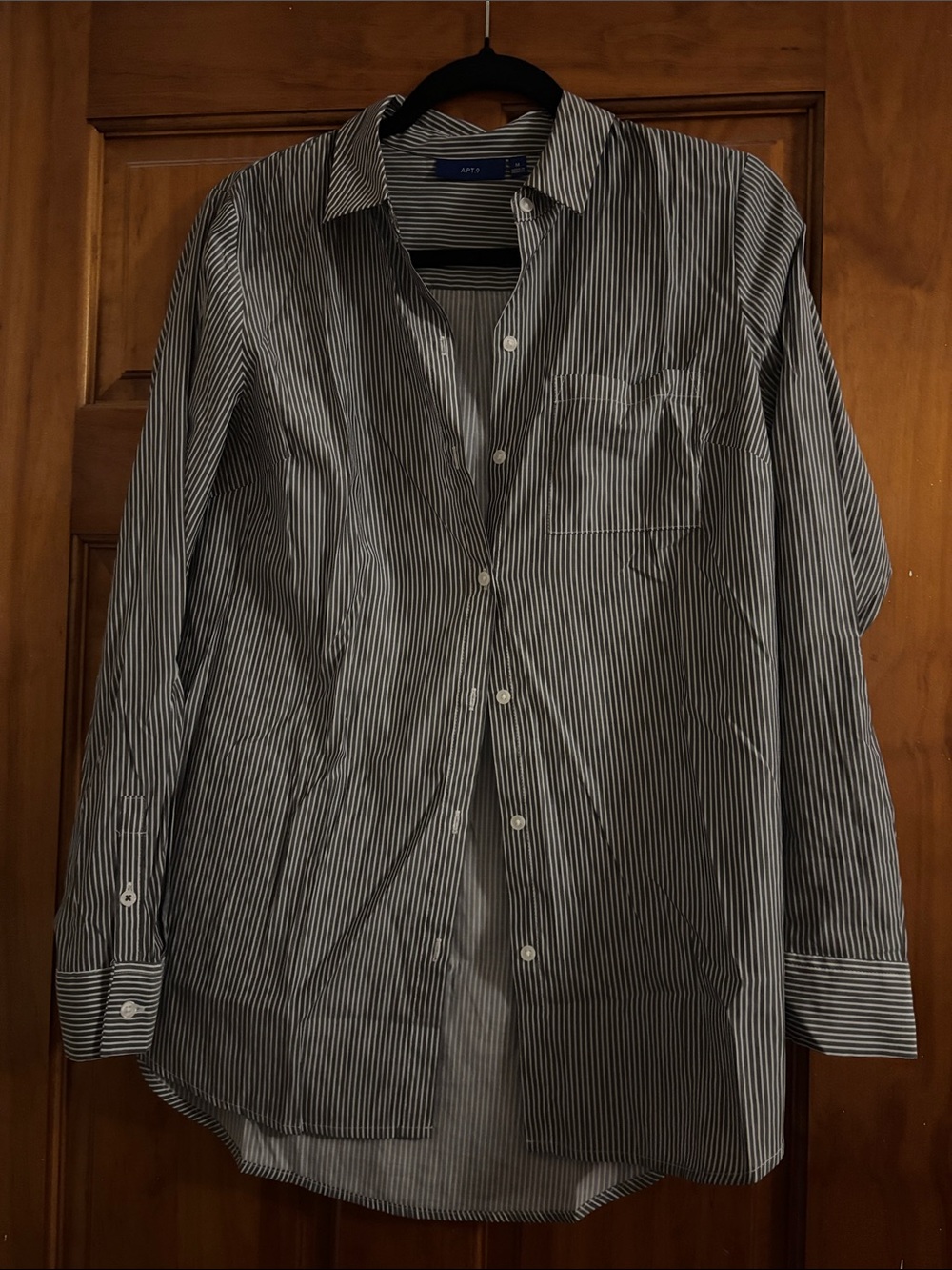 Apt. 9 Black and White Vertical Stripe Dress Shirt